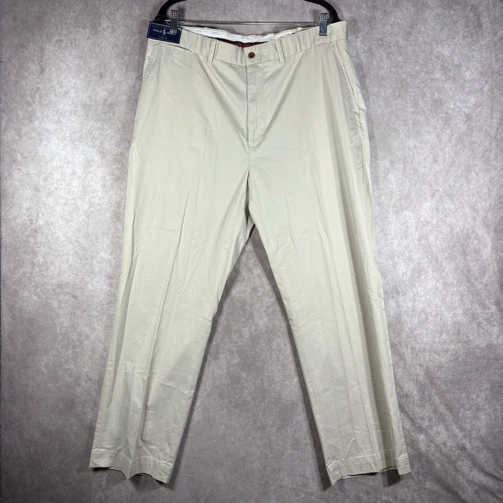 Polo Golf Pants Mens 38x32 Beige Links Fit Chino Cotton Preppy Office Church NEW